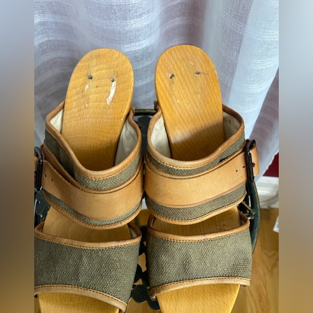 CNC Costume National Wood & Leather Platform Clog Sandal Size 41 Vintage - Picture 7 of 15
